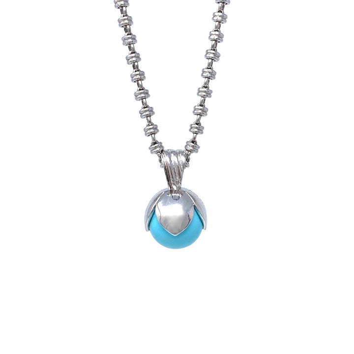 Magnolia Pendant in Silver with Turquoise