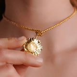 Small Sunflower Pendant in Gold