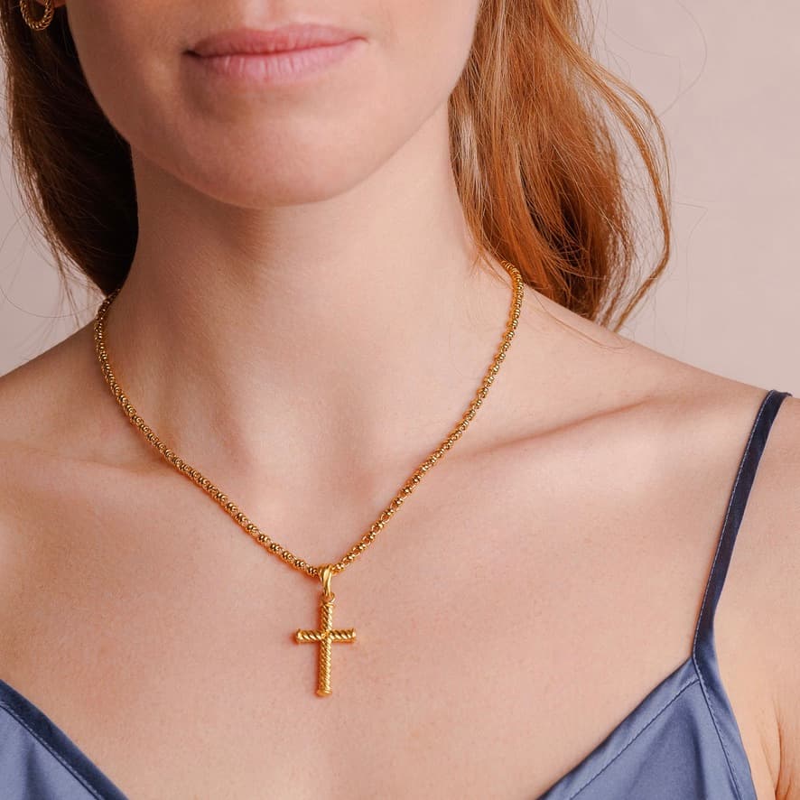 Stainless Steel Two-Tone Cross Pendant | Montgomery Ward