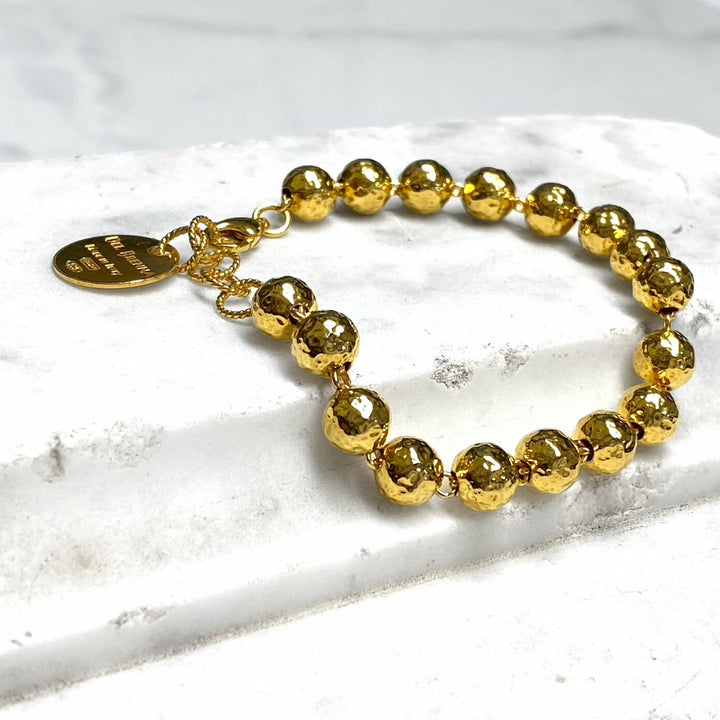 Hammered Beads Bracelet in Gold