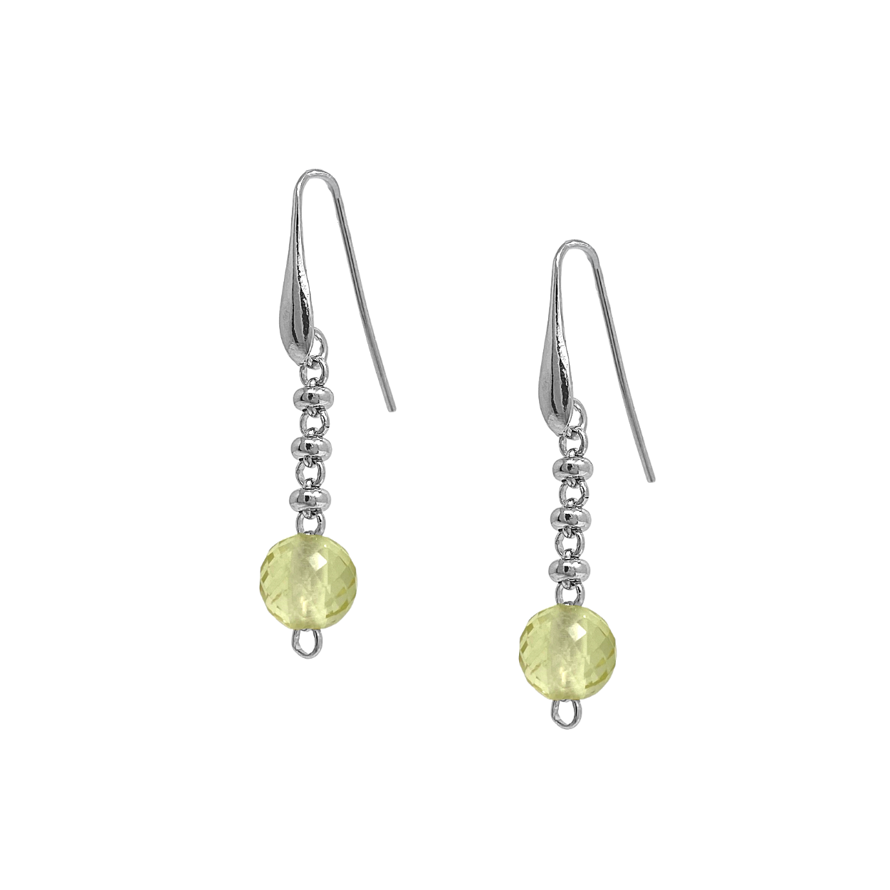 Bubbles Color Earrings in Silver with Green Quartz