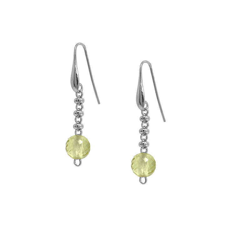 Bubbles Color Earrings in Silver with Green Quartz