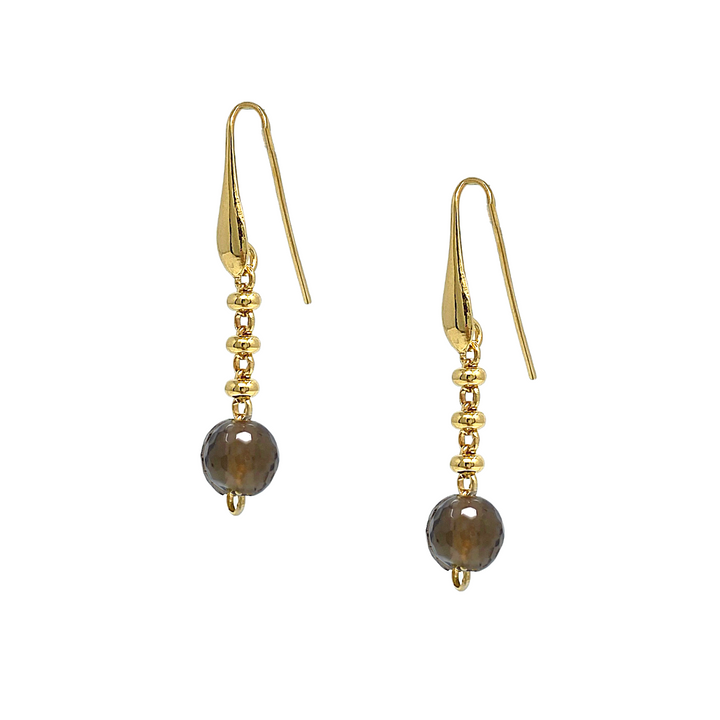 Bubbles Color Earrings in Gold with Smoky Quartz