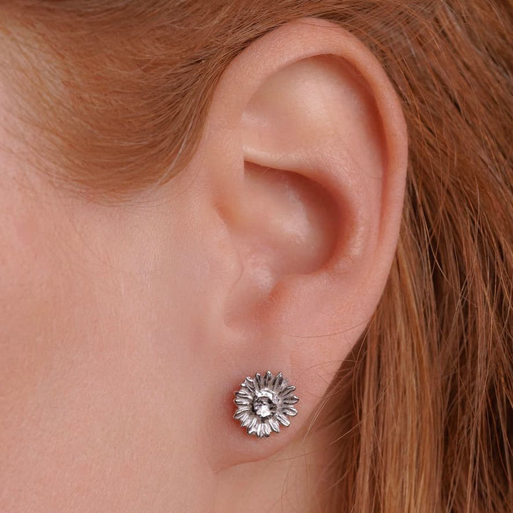 Sunflower Stud Earrings in Silver