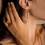 Beads 3mm Earrings in Gold, Long