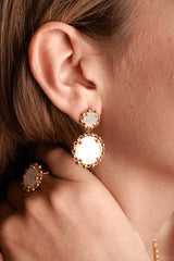 Statement Piazza Earrings in Gold with Mother of Pearl