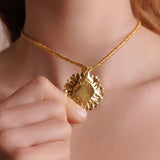 Large Sunflower Pendant in Gold