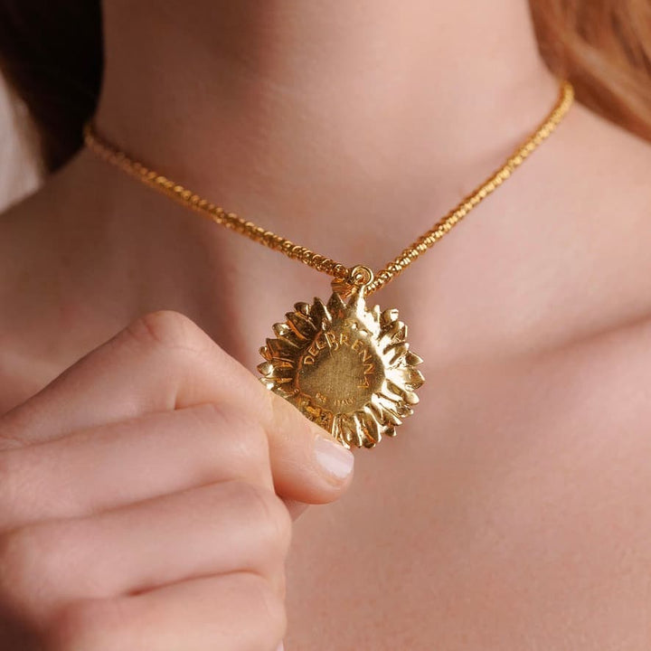 Large Sunflower Pendant in Gold