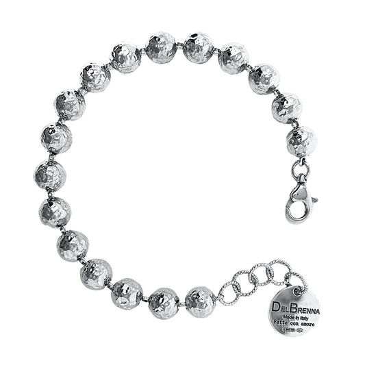 Hammered Beads Bracelet in Silver