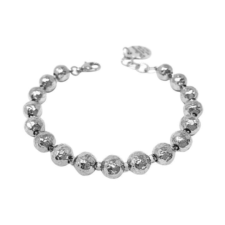 Hammered Beads Bracelet in Silver