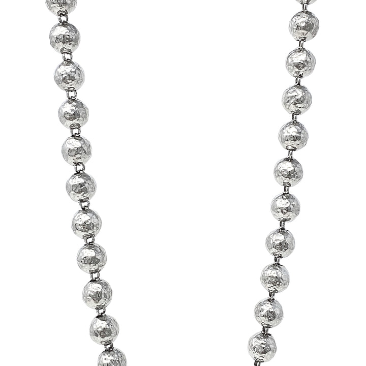Hammered Beads Necklace in Silver