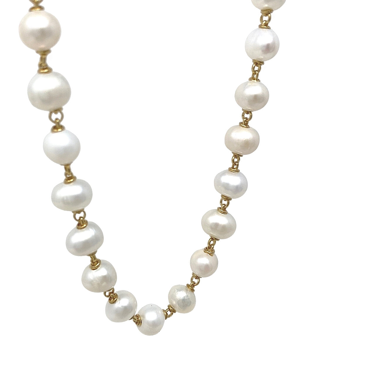 Double Strand Cultured Pearl Necklace Custom 18K Gold Clasp
