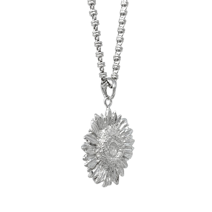 Large Sunflower Pendant in Silver