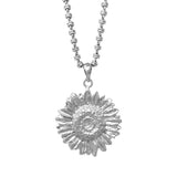 Large Sunflower Pendant in Silver