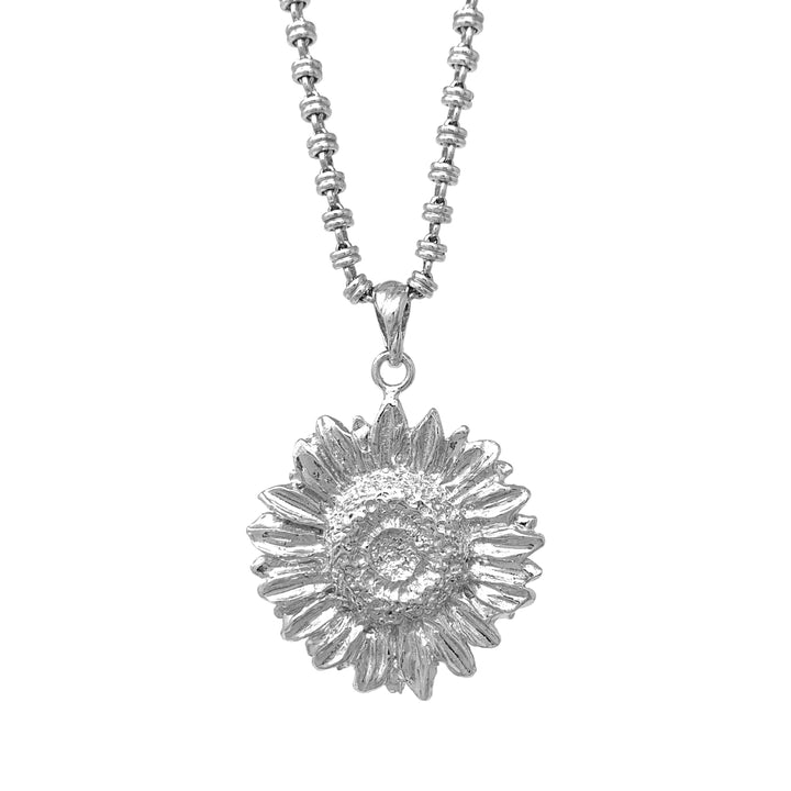 Large Sunflower Pendant in Silver