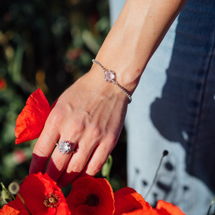 Mini Filary Ring in Silver with Rose Quartz