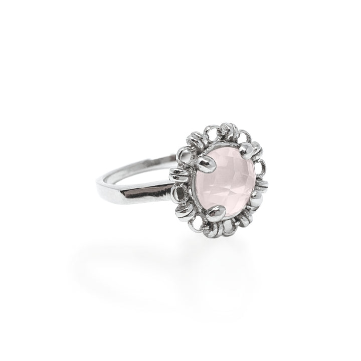 Mini Filary Ring in Silver with Rose Quartz