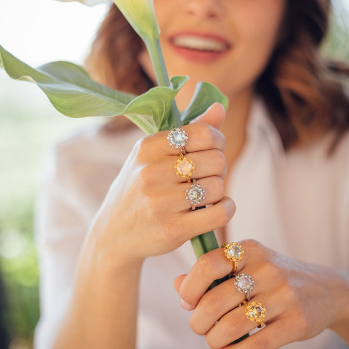 Mini Filary Ring in Silver with Prasiolite