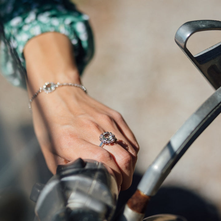 Mini Filary Ring in Silver with Prasiolite