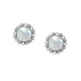 Petite Piazza Stud Earrings in Silver with Mother of Pearl