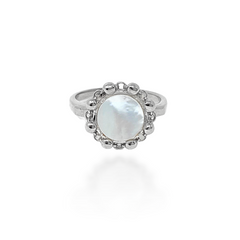 Petite Piazza Ring in Silver with Mother of Pearl