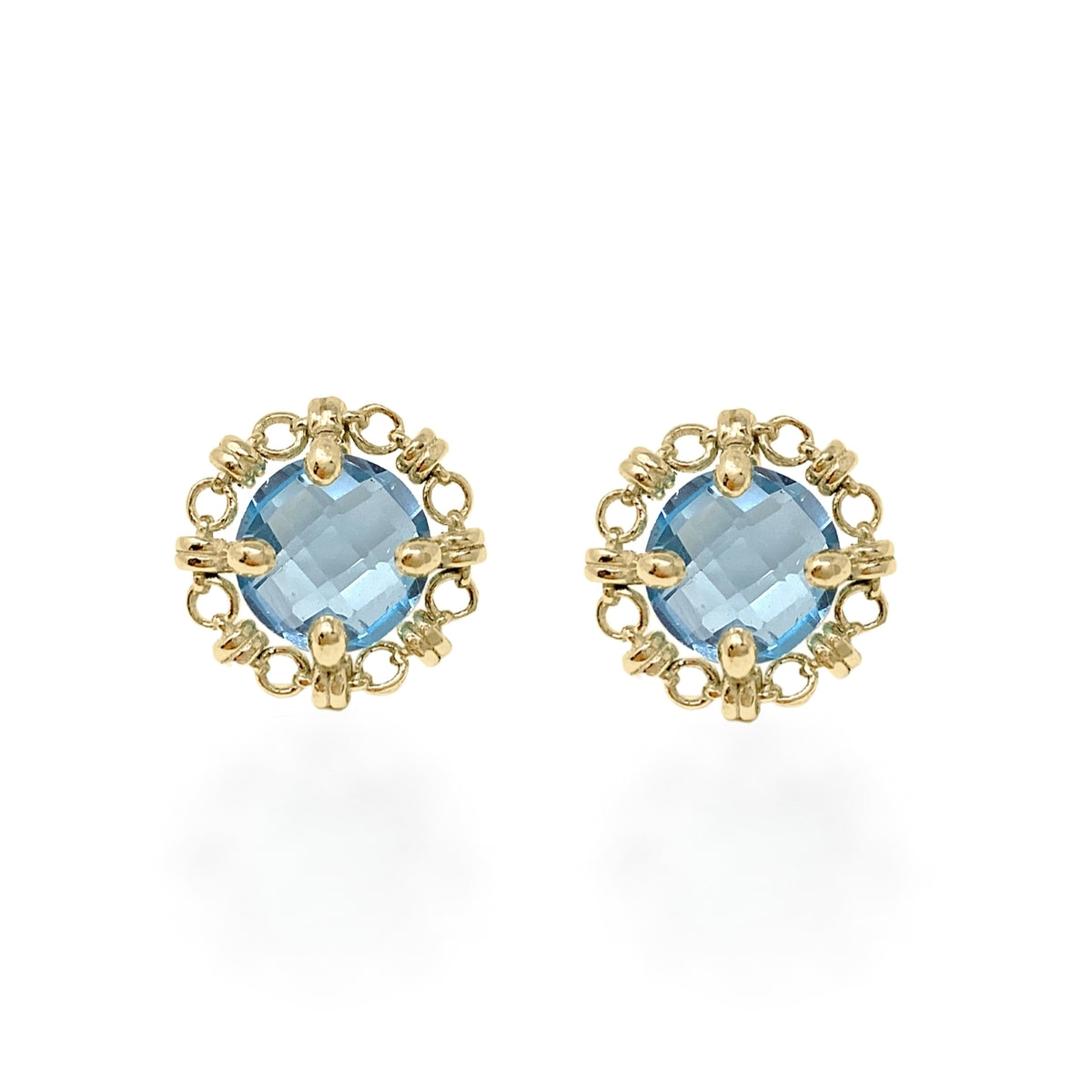 Mini Filary Stud Earrings in Gold with Blue Topaz