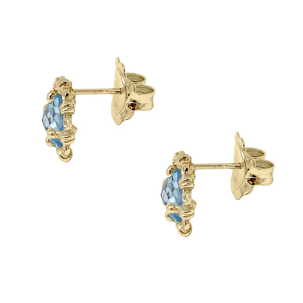 Mini Filary Stud Earrings in Gold with Blue Topaz – DelBrenna