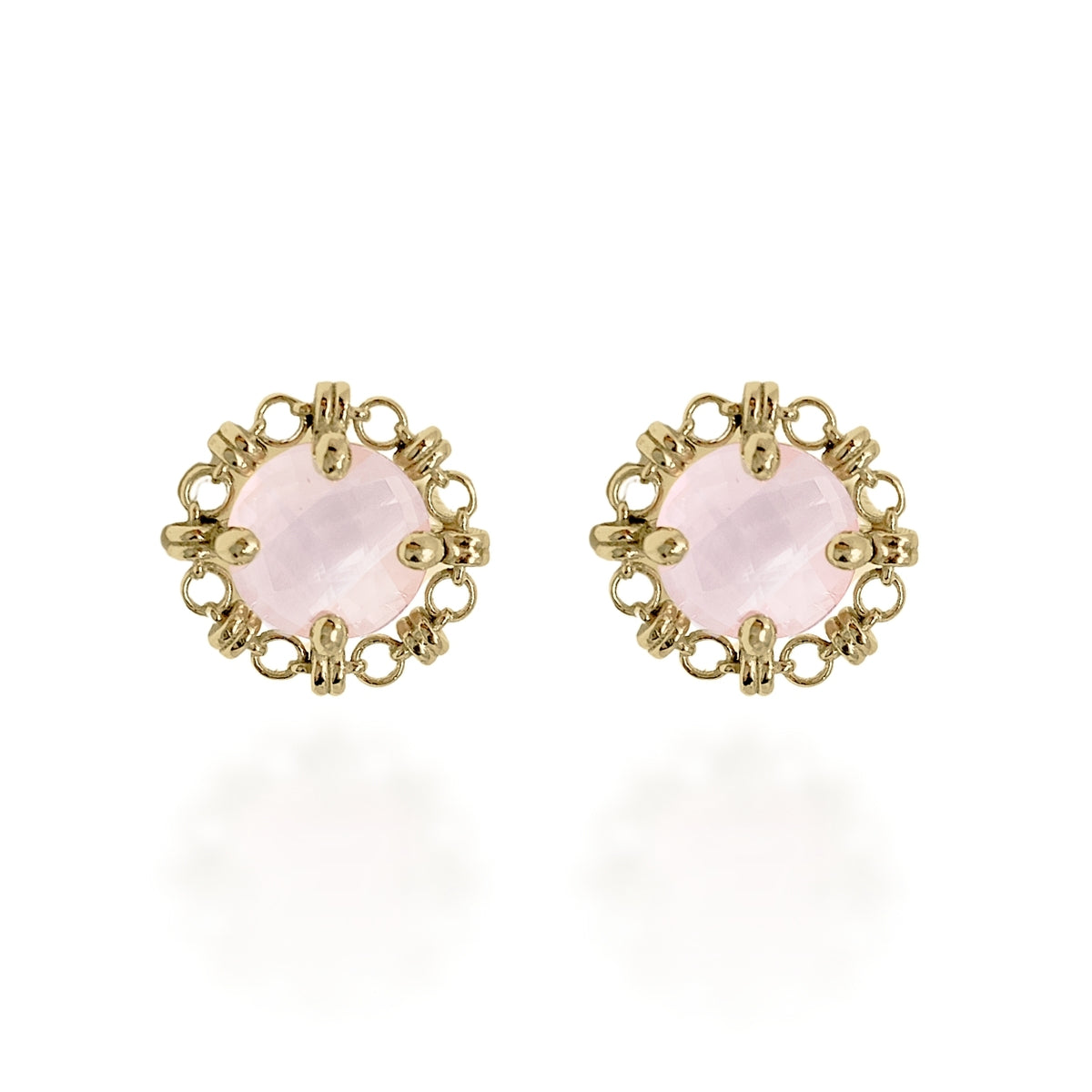 Mini Filary Stud Earrings in Gold with Rose Quartz