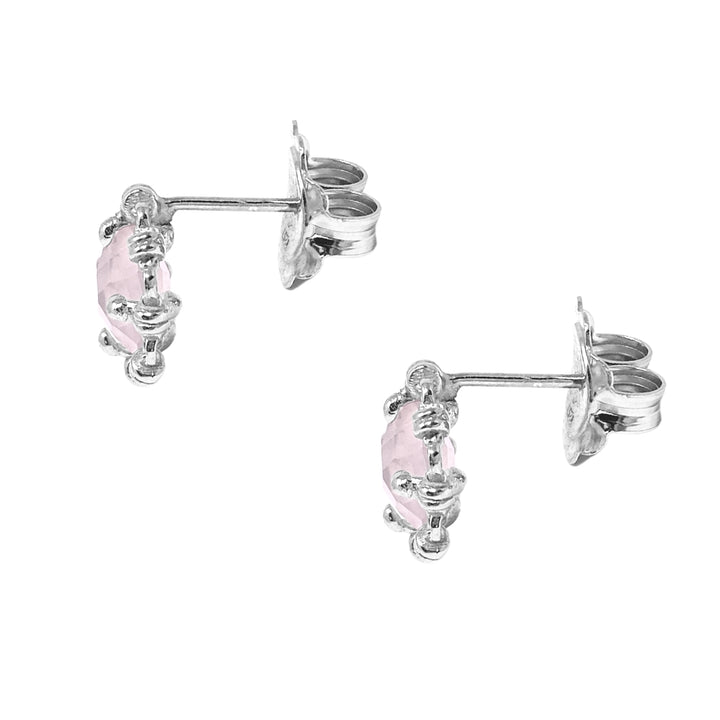 Mini Filary Stud Earrings in Silver with Rose Quartz