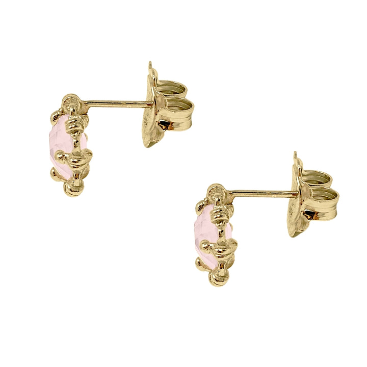 Mini Filary Stud Earrings in Gold with Rose Quartz