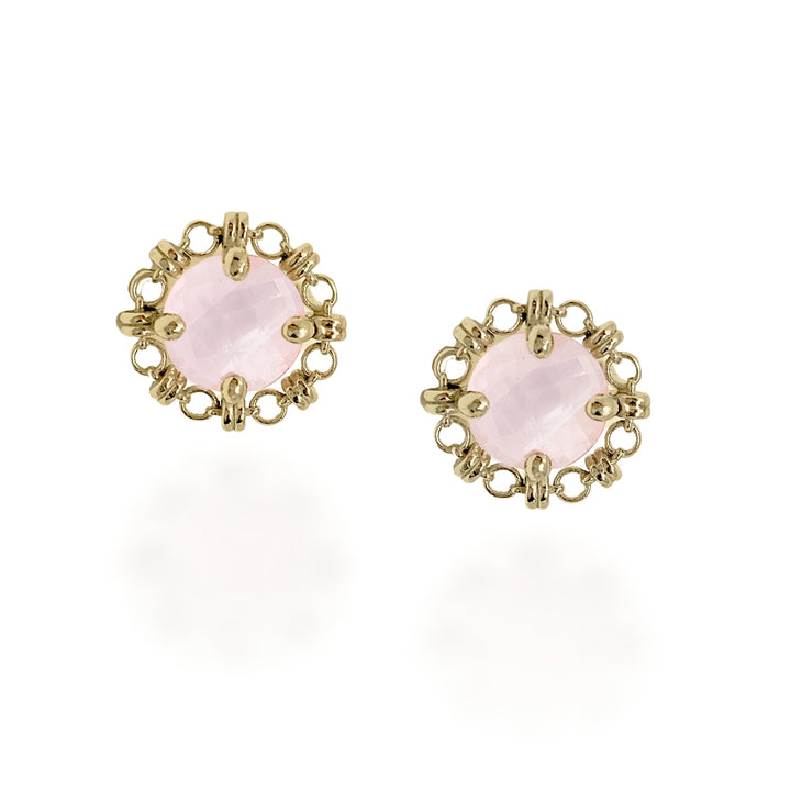 Mini Filary Stud Earrings in Gold with Rose Quartz