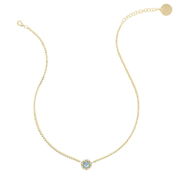 Mini Filary Necklace in Gold with Blue Topaz