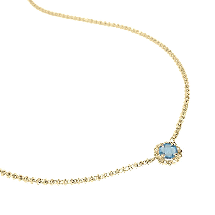 Mini Filary Necklace in Gold with Blue Topaz