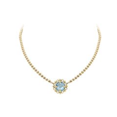 Mini Filary Necklace in Gold with Blue Topaz