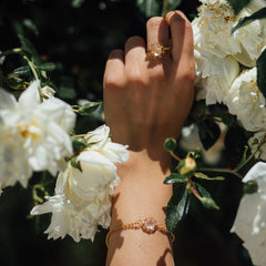 Mini Filary Bracelet in Gold with Rose Quartz