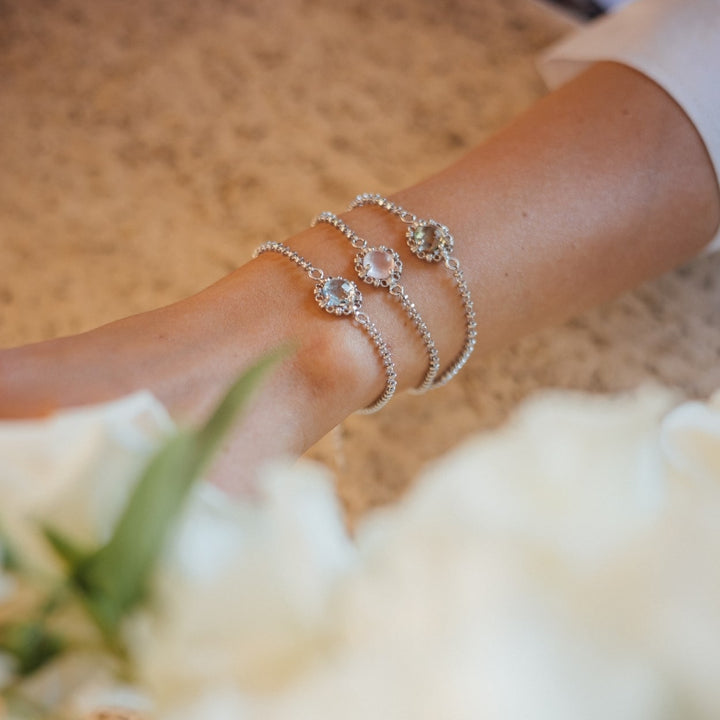 Mini Filary Bracelet in Silver with Rose Quartz