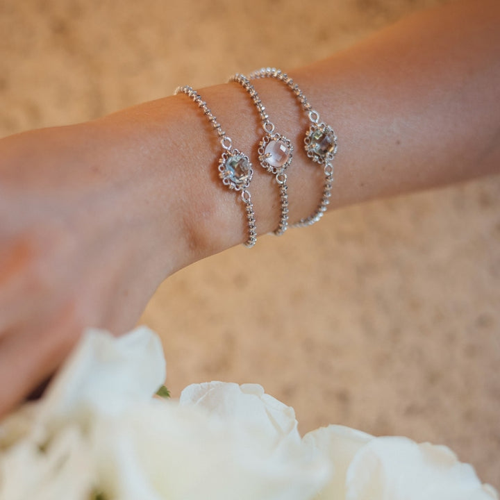 Mini Filary Bracelet in Silver with Rose Quartz