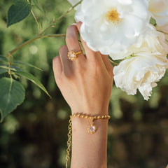 Mini Filary Ring in Gold with Rose Quartz