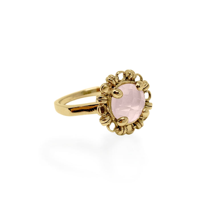 Mini Filary Ring in Gold with Rose Quartz