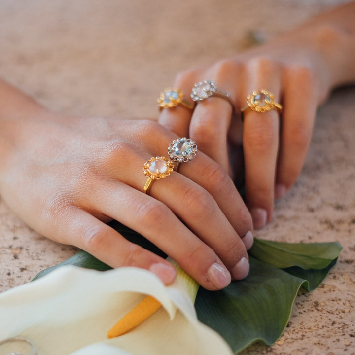 Mini Filary Ring in Gold with Rose Quartz