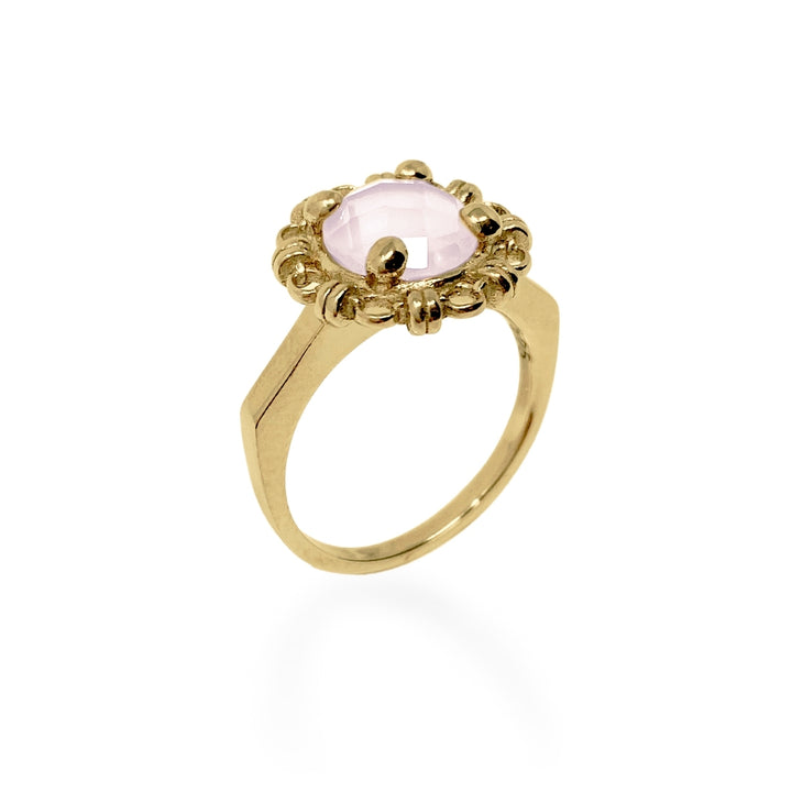 Mini Filary Ring in Gold with Rose Quartz