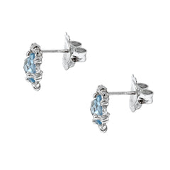 Mini Filary Stud Earrings in Silver with Blue Topaz