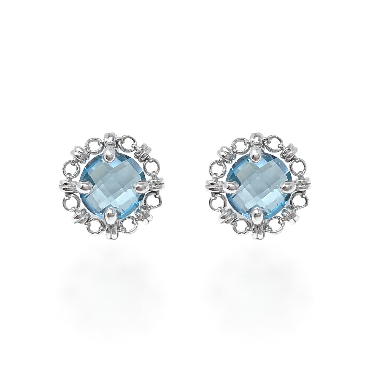 Mini Filary Stud Earrings in Silver with Blue Topaz