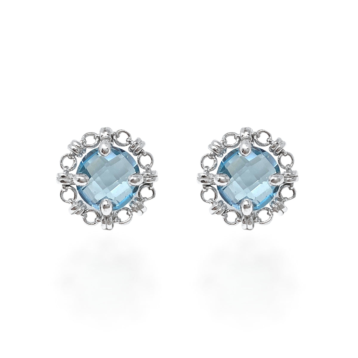 Mini Filary Stud Earrings in Silver with Blue Topaz