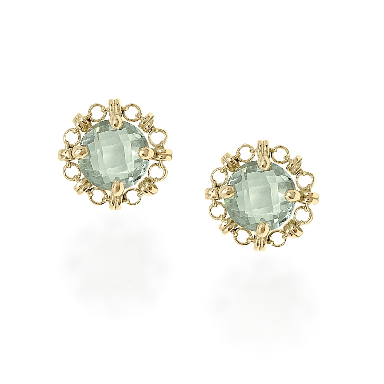 Mini Filary Stud Earrings in Gold with Prasiolite
