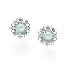 Mini Filary Stud Earrings in Silver with Prasiolite