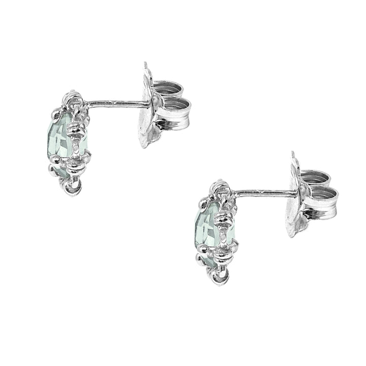 Mini Filary Stud Earrings in Silver with Prasiolite