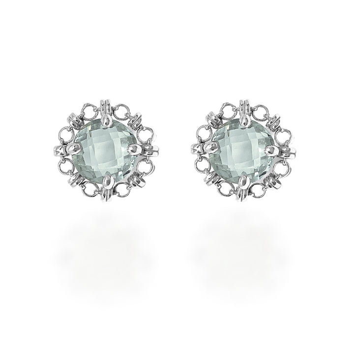 Mini Filary Stud Earrings in Silver with Prasiolite