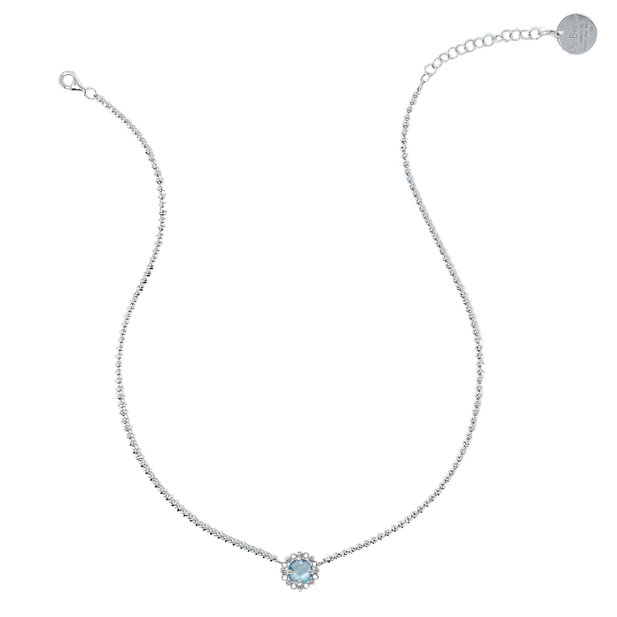 Mini Filary Necklace in Silver with Blue Topaz