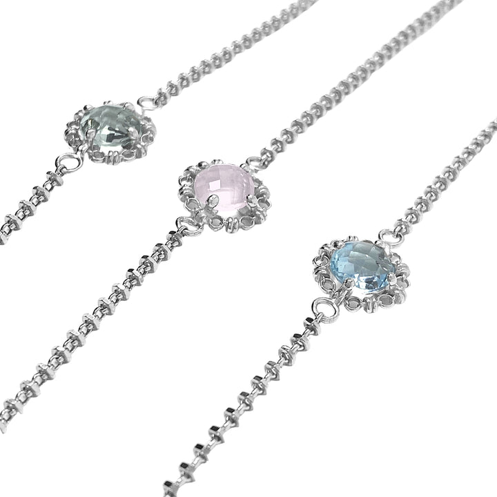 Mini Filary Necklace in Silver with Blue Topaz